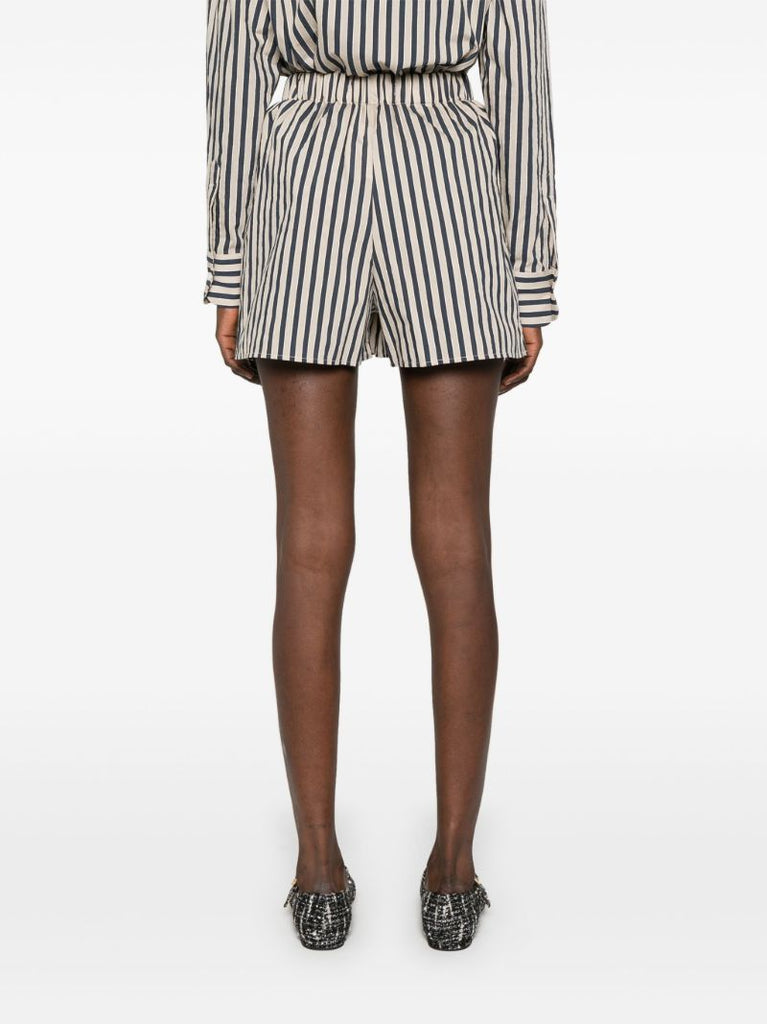 Neutral Striped Elasticated-waist Shorts