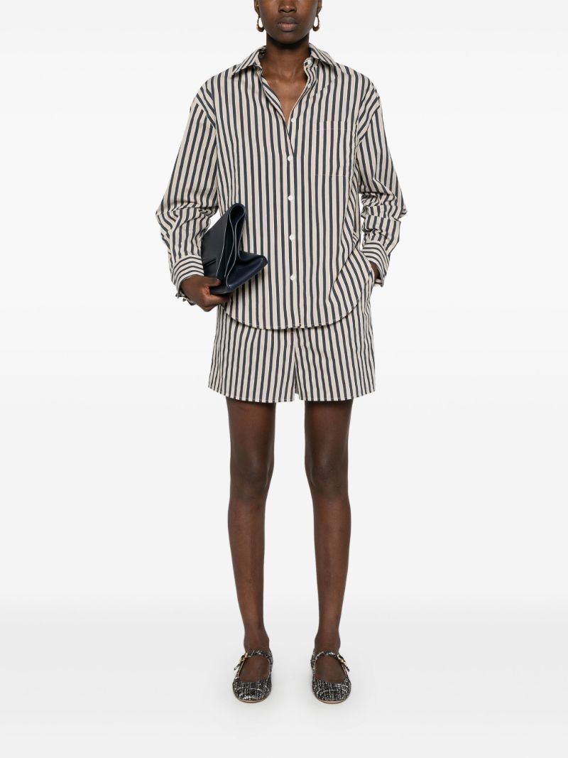 Neutral Striped Elasticated-waist Shorts