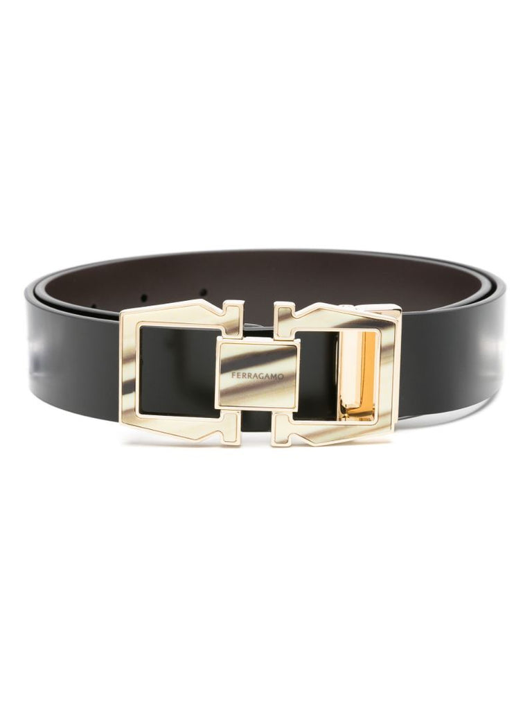 Black Gancini Leather Belt