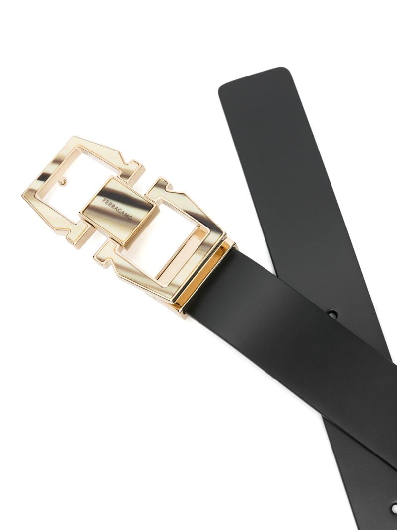 Black Gancini Leather Belt