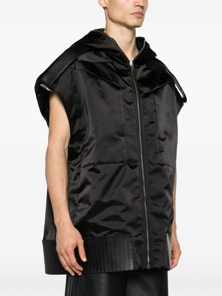 Black Sleeveless EconylÃ_x0082_Â® Hooded Jacket