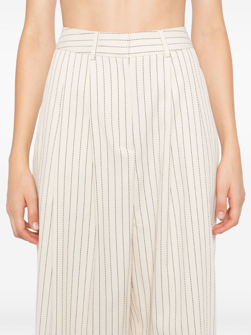 Neutral Pinstripe Twill Trousers