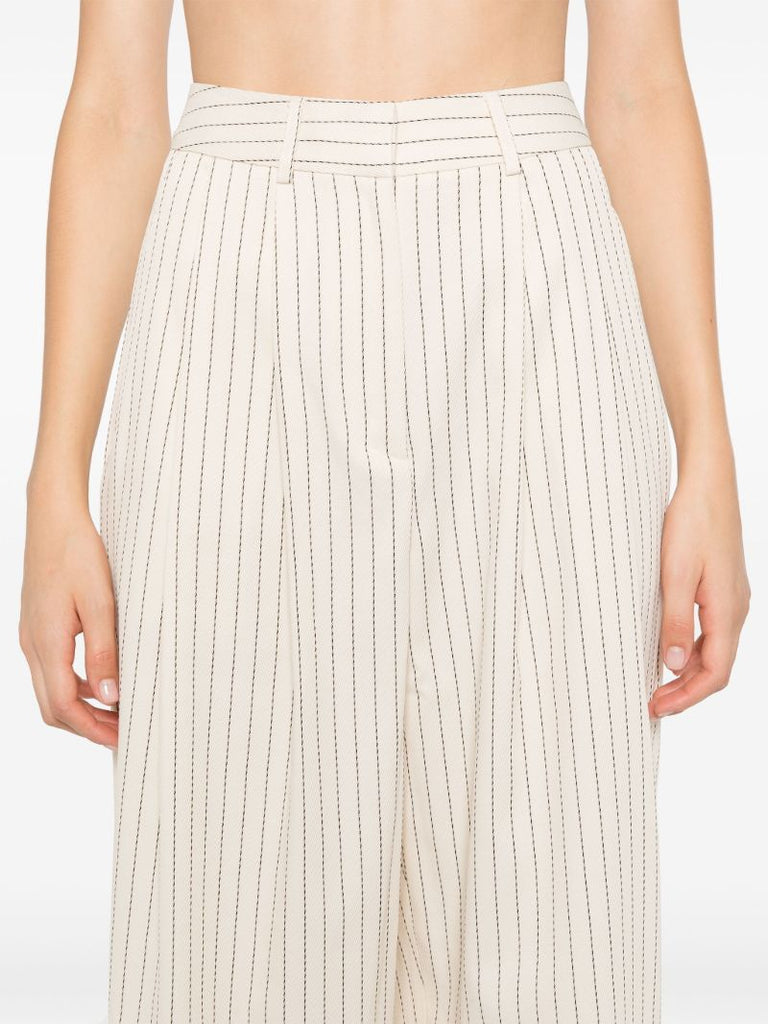 Neutral Pinstripe Twill Trousers