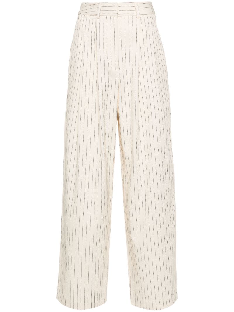 Neutral Pinstripe Twill Trousers