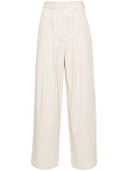 Neutral Pinstripe Twill Trousers