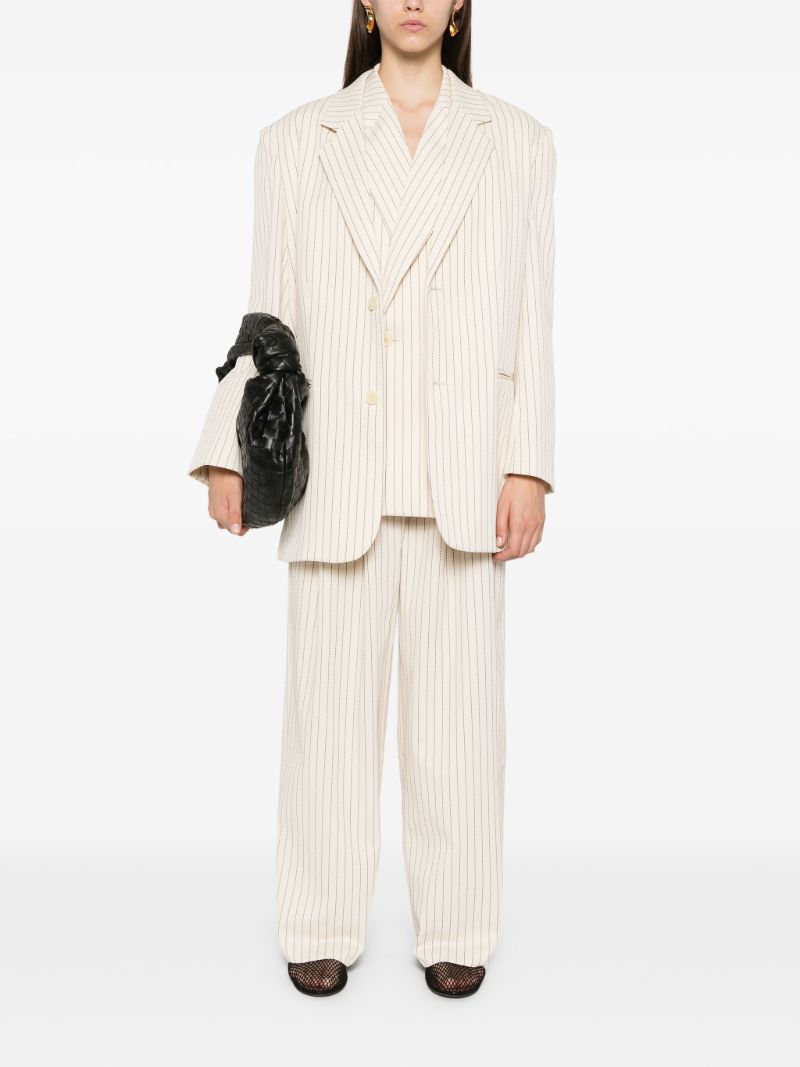Neutral Pinstripe Twill Trousers