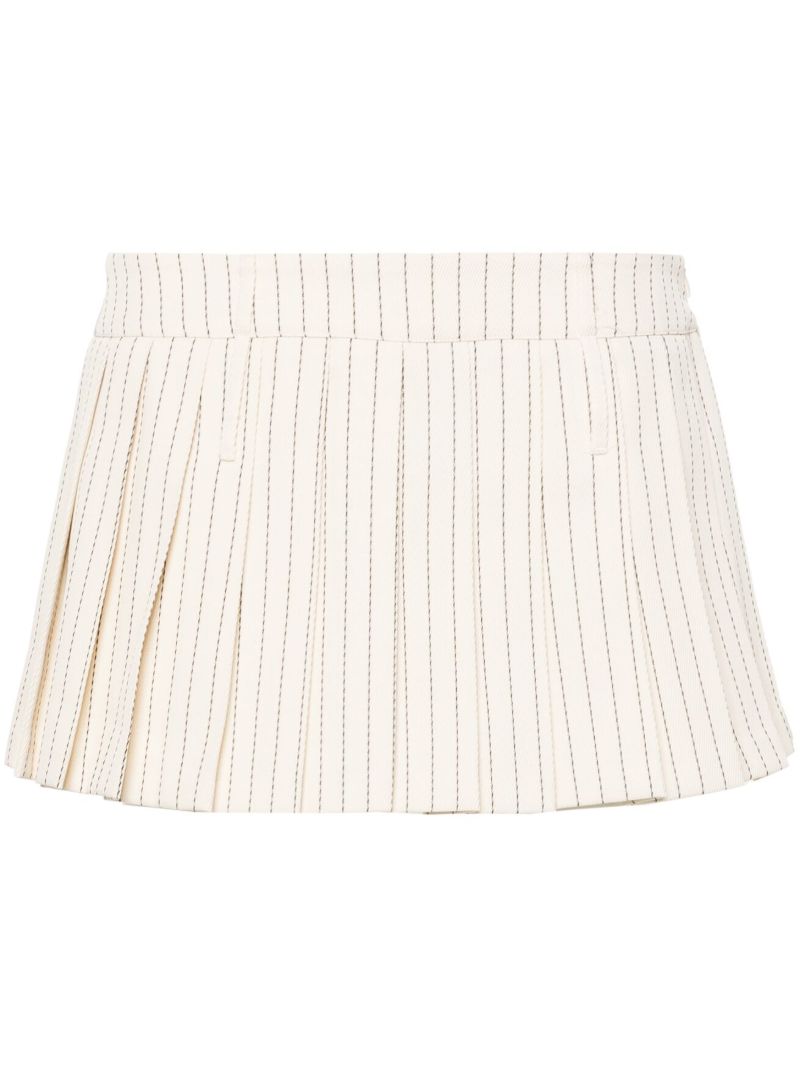 Neutral Pinstripe Pleated Skirt