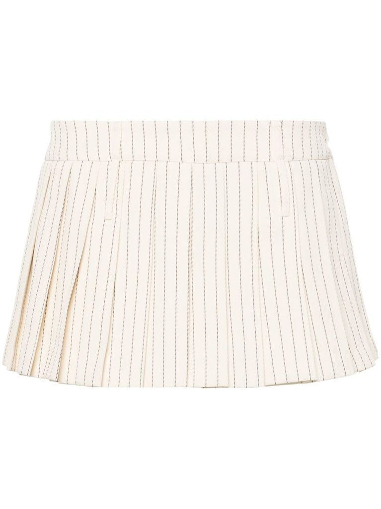 Neutral Pinstripe Pleated Skirt