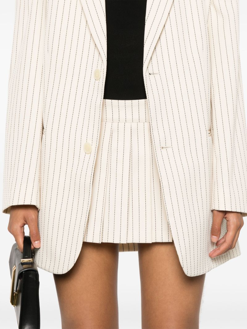 Neutral Pinstripe Pleated Skirt