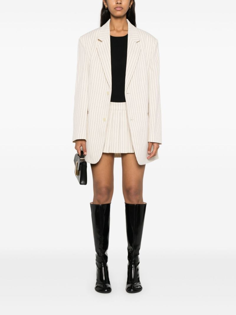 Neutral Pinstripe Pleated Skirt
