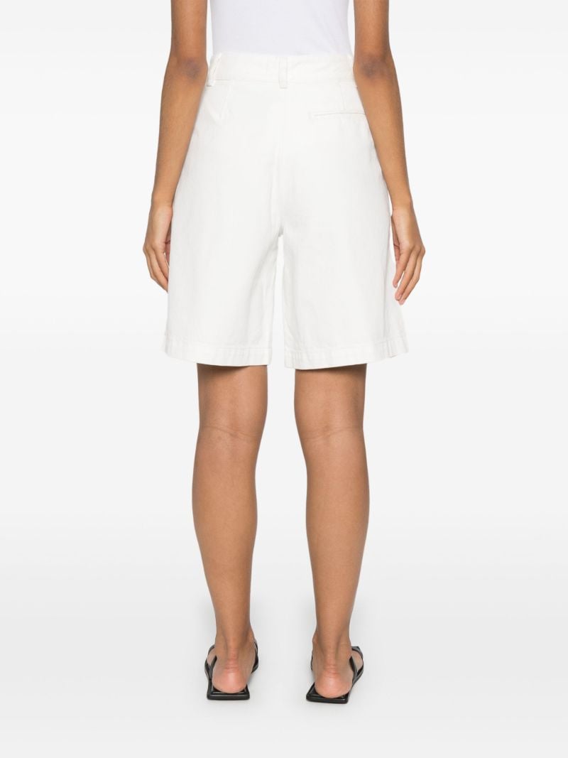 White Pleat Denim Shorts