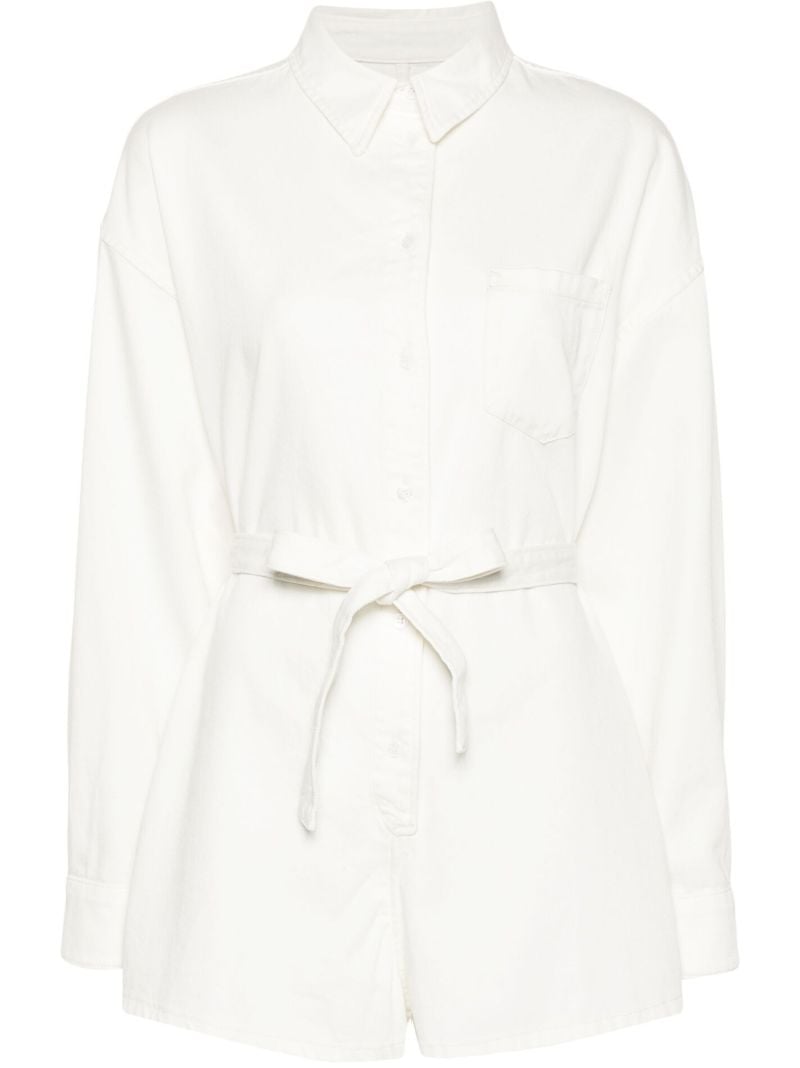 White Denim Tied Waist Playsuit