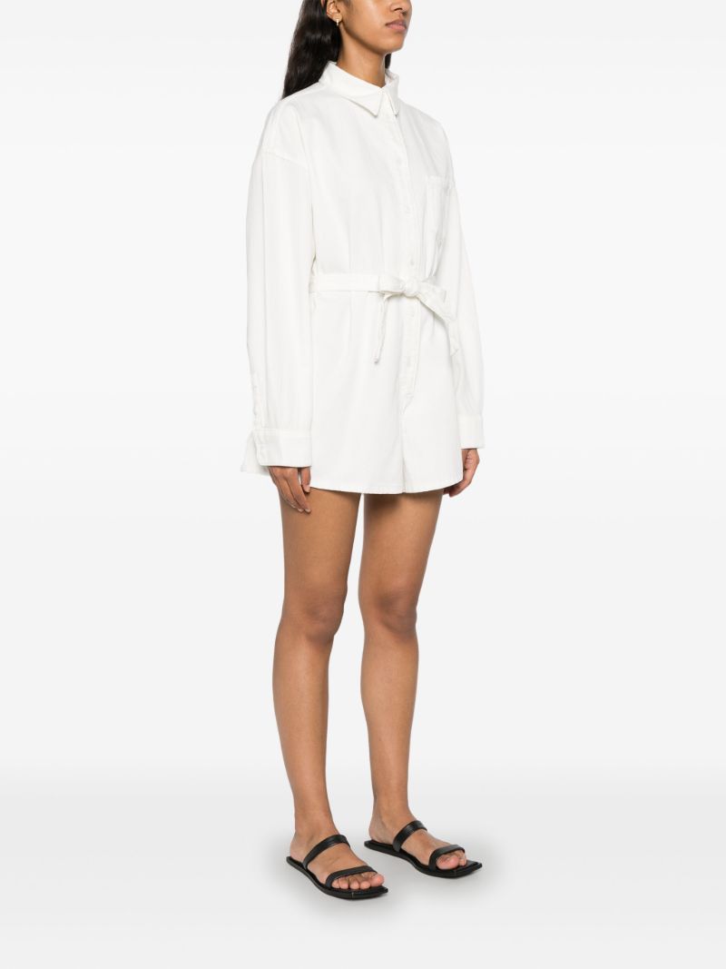 White Denim Tied Waist Playsuit