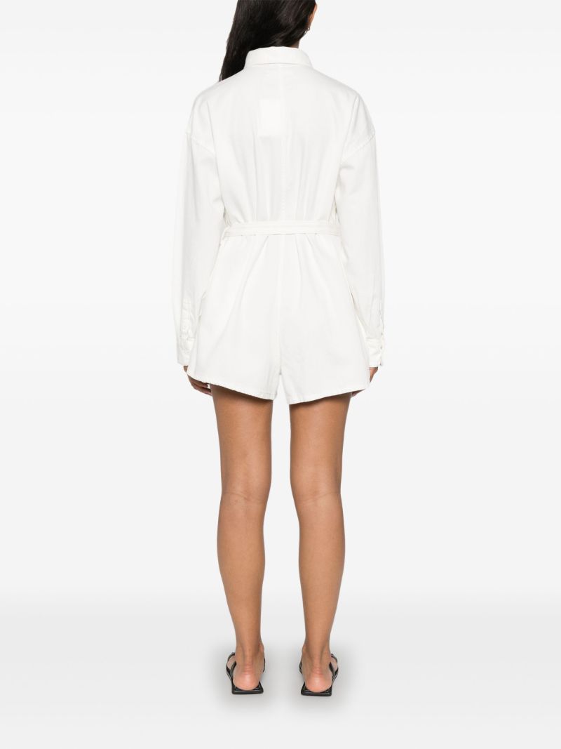 White Denim Tied Waist Playsuit