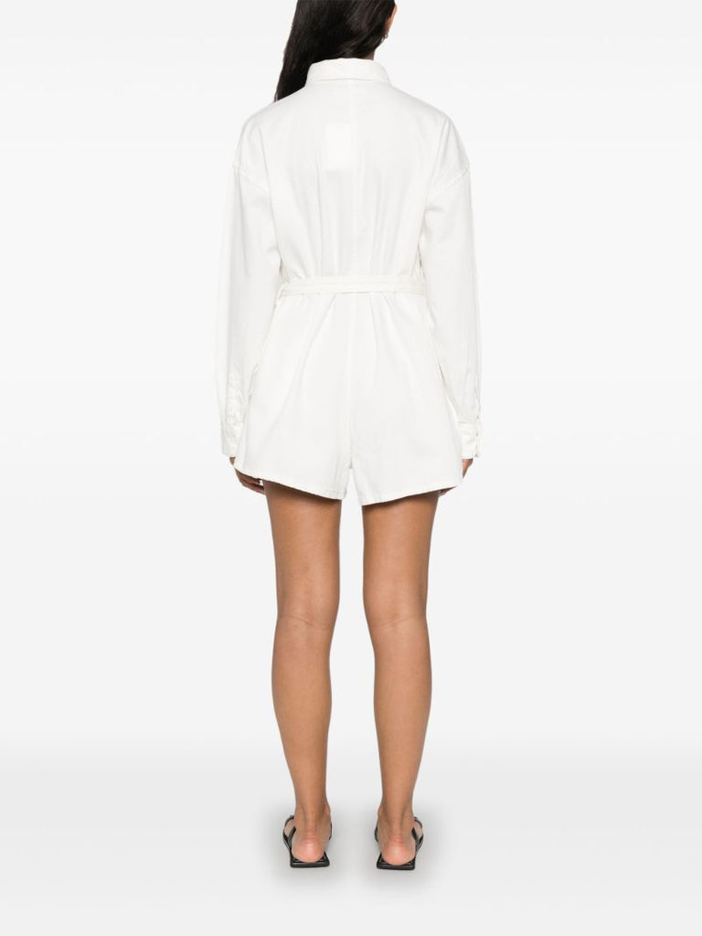 White Denim Tied Waist Playsuit
