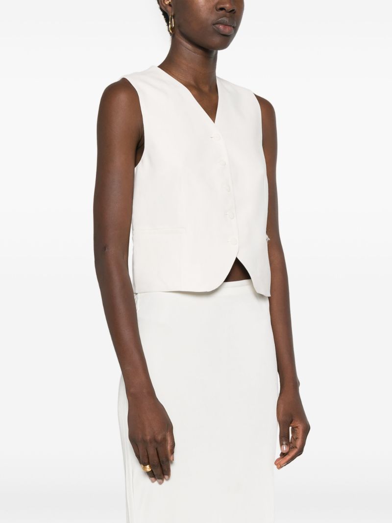 White Twill V-neck Waistcoat