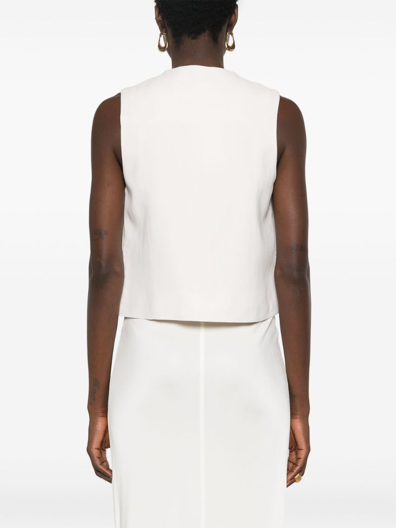 White Twill V-neck Waistcoat