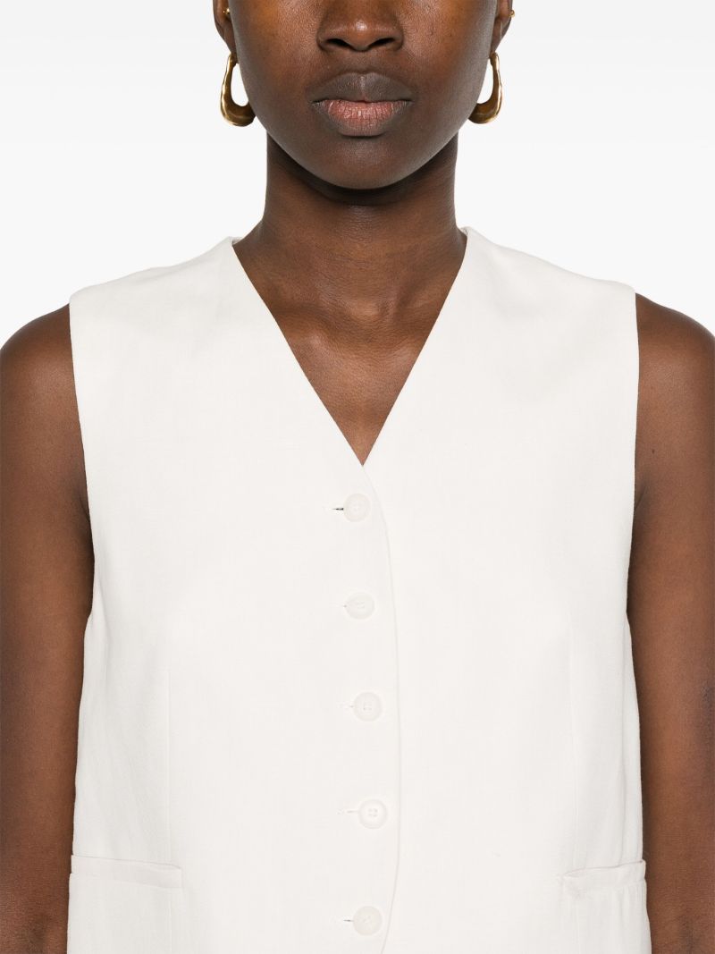 White Twill V-neck Waistcoat