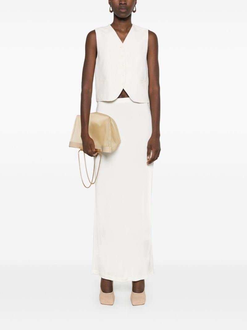 White Twill V-neck Waistcoat