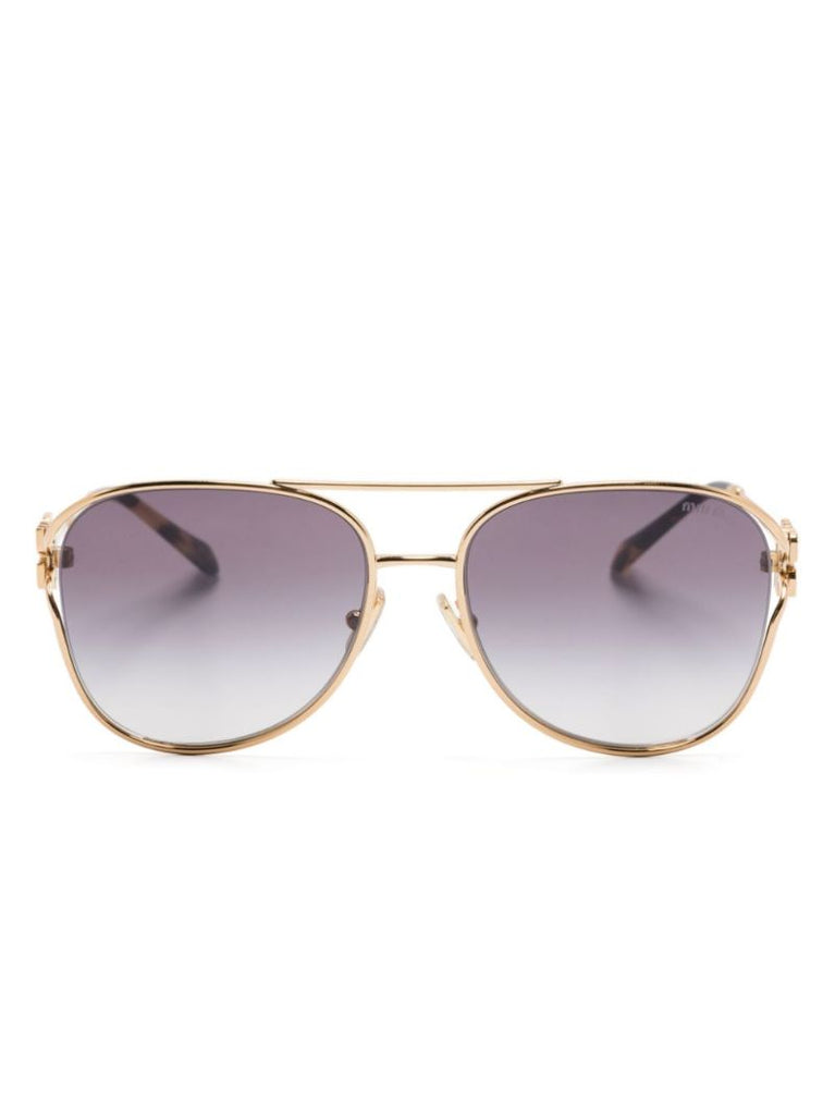 Gold-tone Logo Pilot-frame Sunglasses