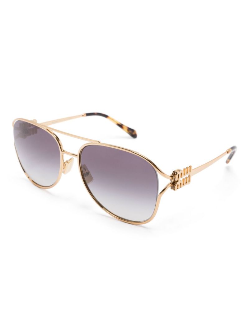 Gold-tone Logo Pilot-frame Sunglasses