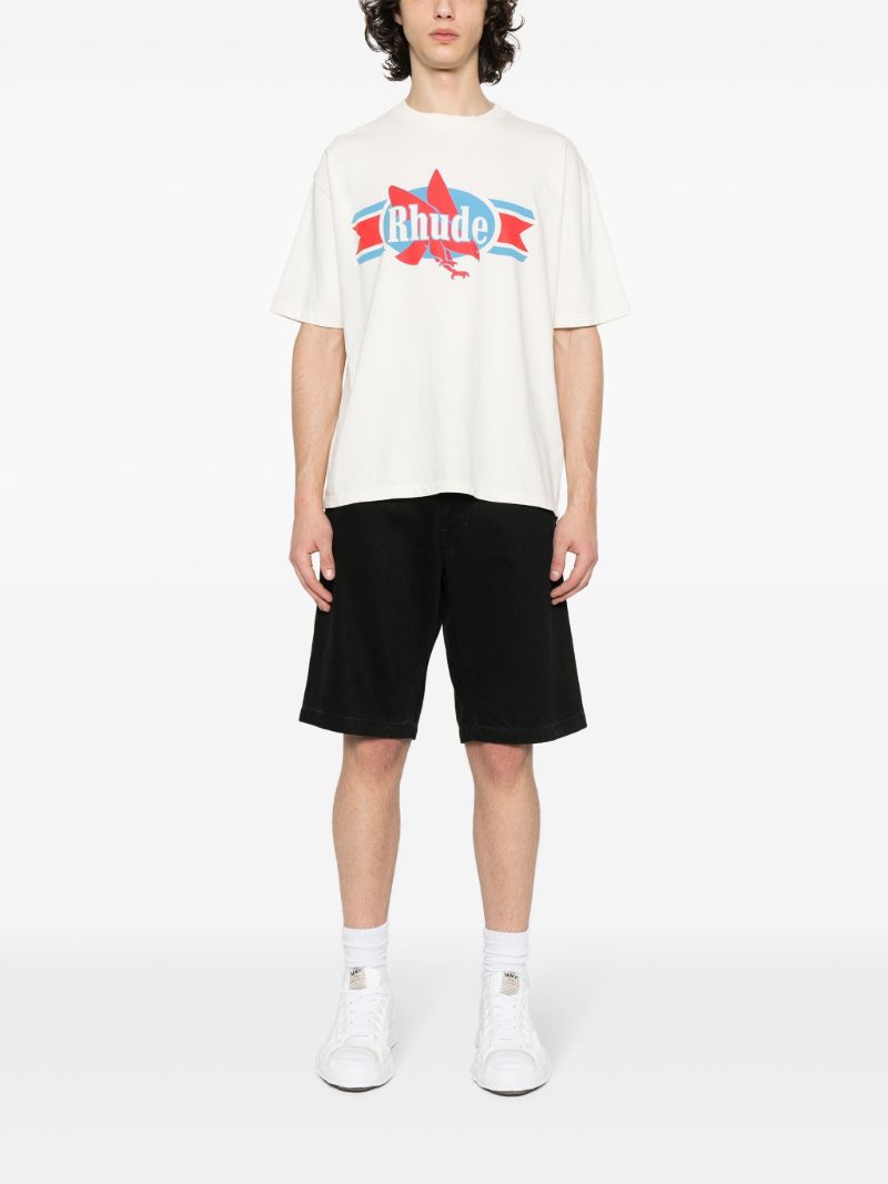 White Chevron Eagle Cotton T-shirt