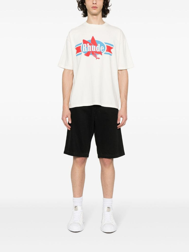White Chevron Eagle Cotton T-shirt