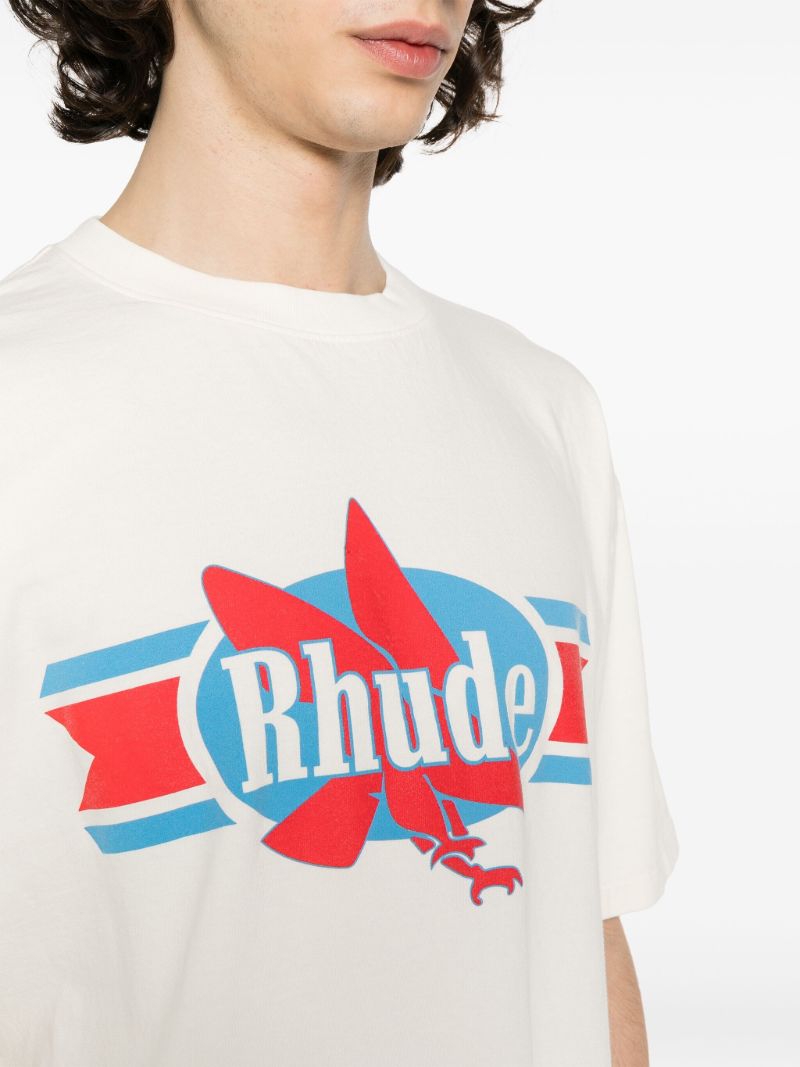 White Chevron Eagle Cotton T-shirt