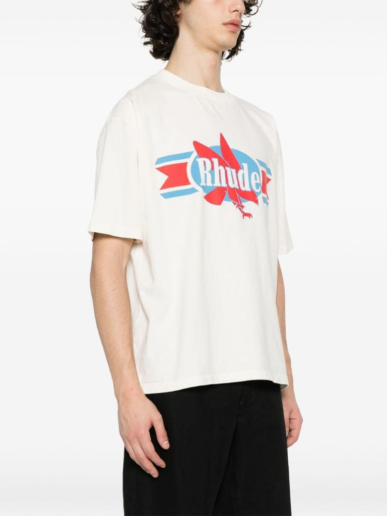 White Chevron Eagle Cotton T-shirt