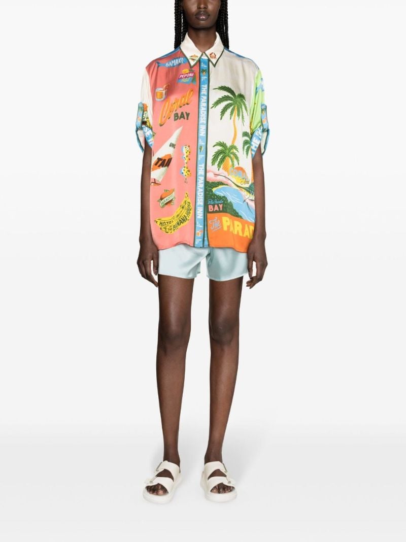 X Alan Berry Rhys Pink Paradiso-print Silk Shirt