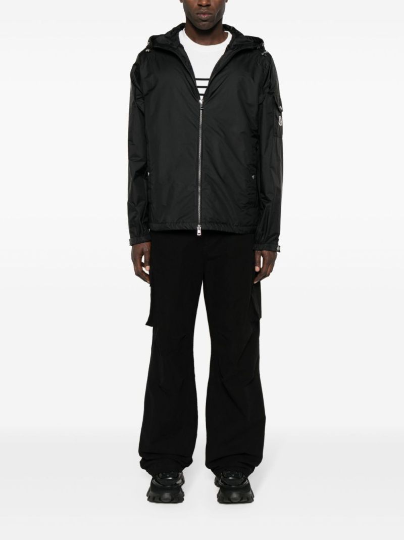 Black Etiache Hooded Windbreaker