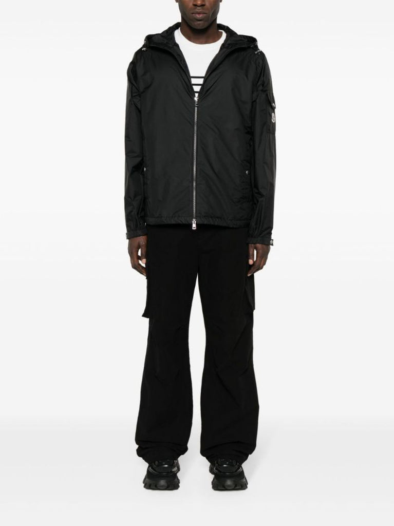 Black Etiache Hooded Windbreaker