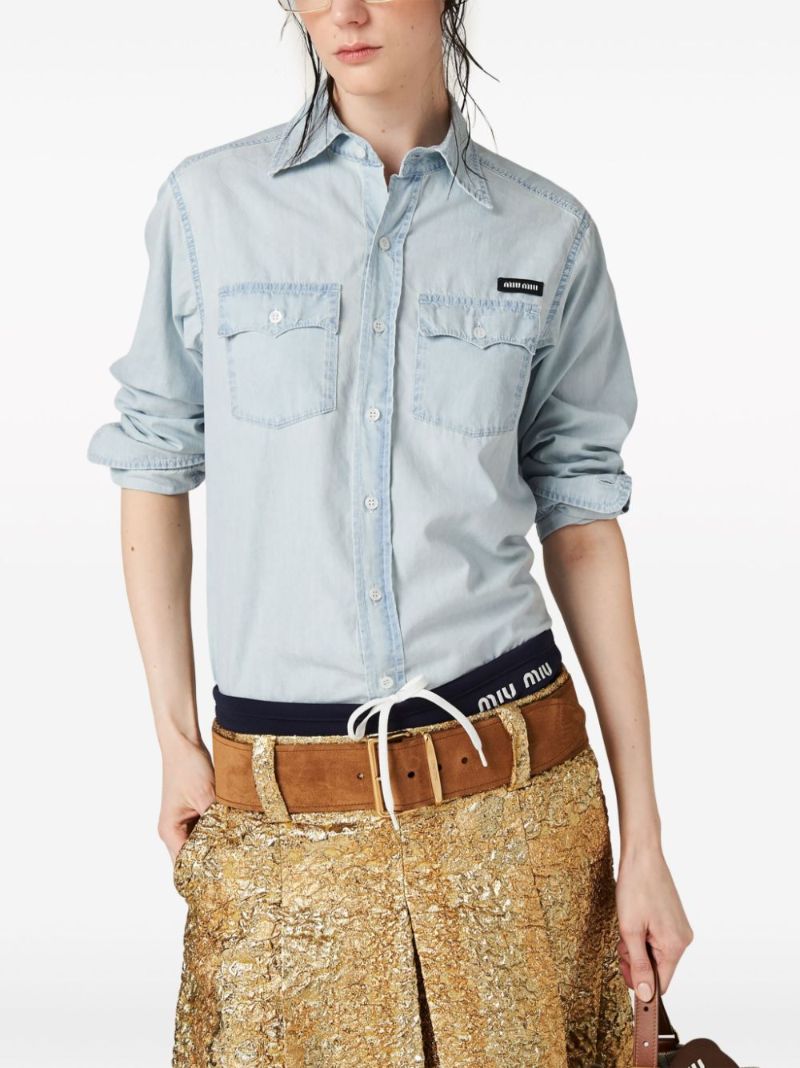Blue Logo-applique Cotton Shirt