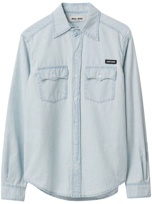 Blue Logo-applique Cotton Shirt