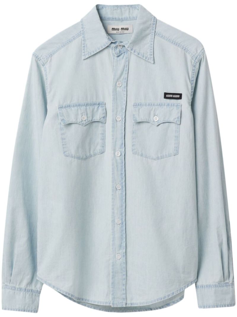 Blue Logo-applique Cotton Shirt