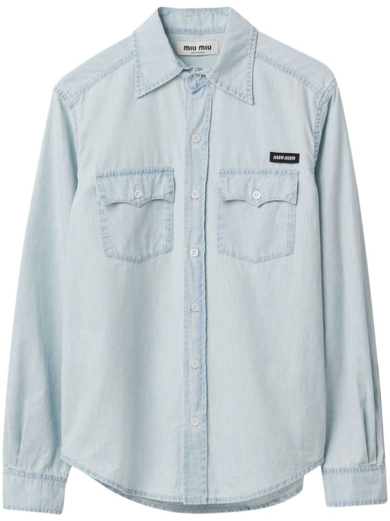 Blue Logo-applique Cotton Shirt