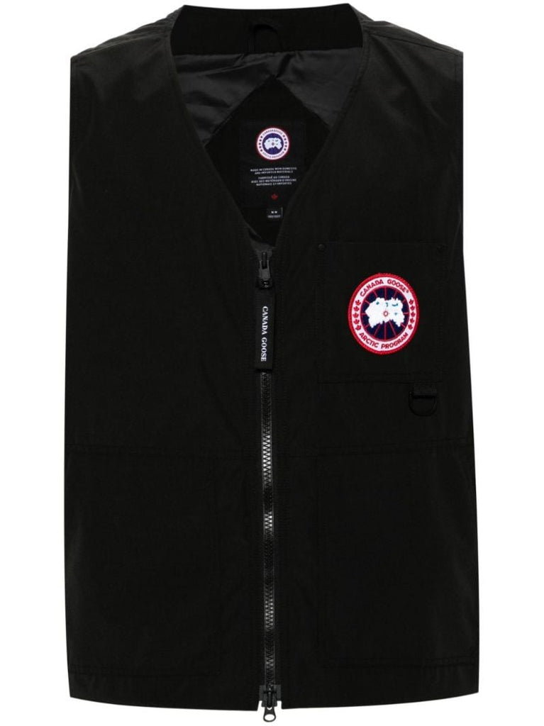 Black Logo-appliquÃ_x0083_Â© Zip-up Gilet