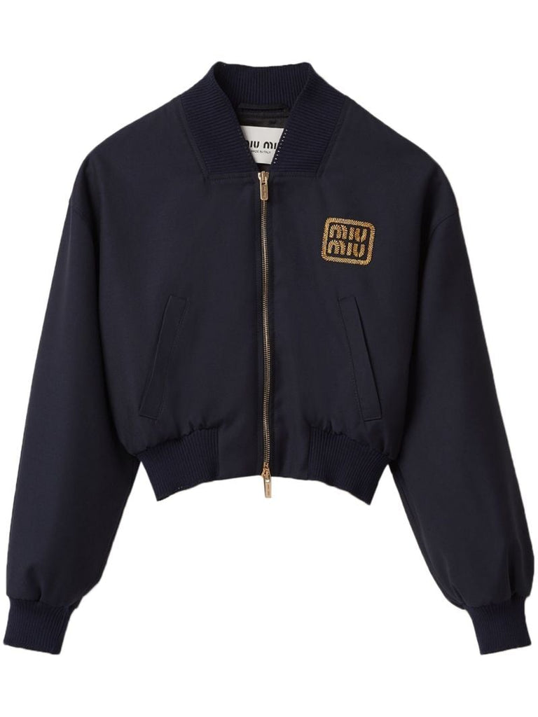 Blue Batavia Wool Bomber Jacket