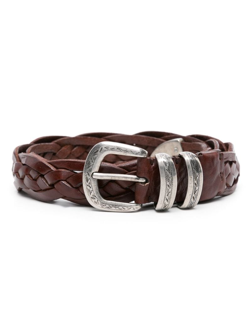 Brown Braided Leather Belt