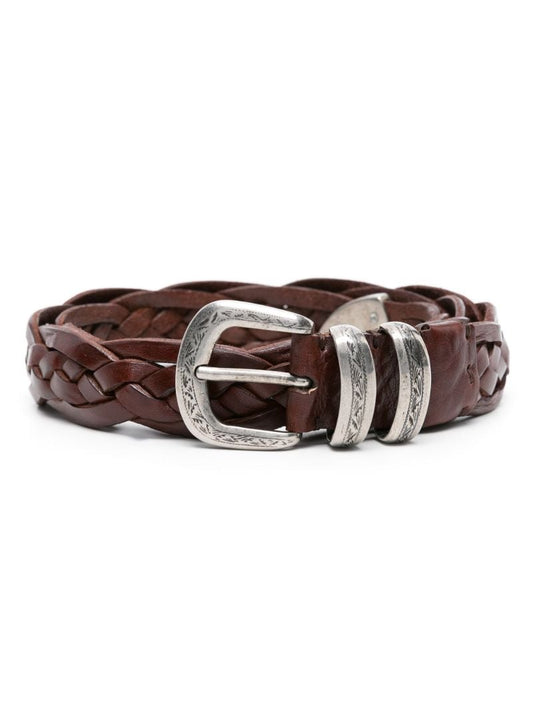 Brown Braided Leather Belt