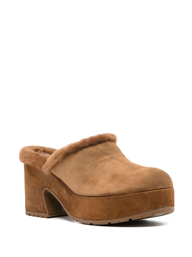 Brown 95mm Platform Suede Mules