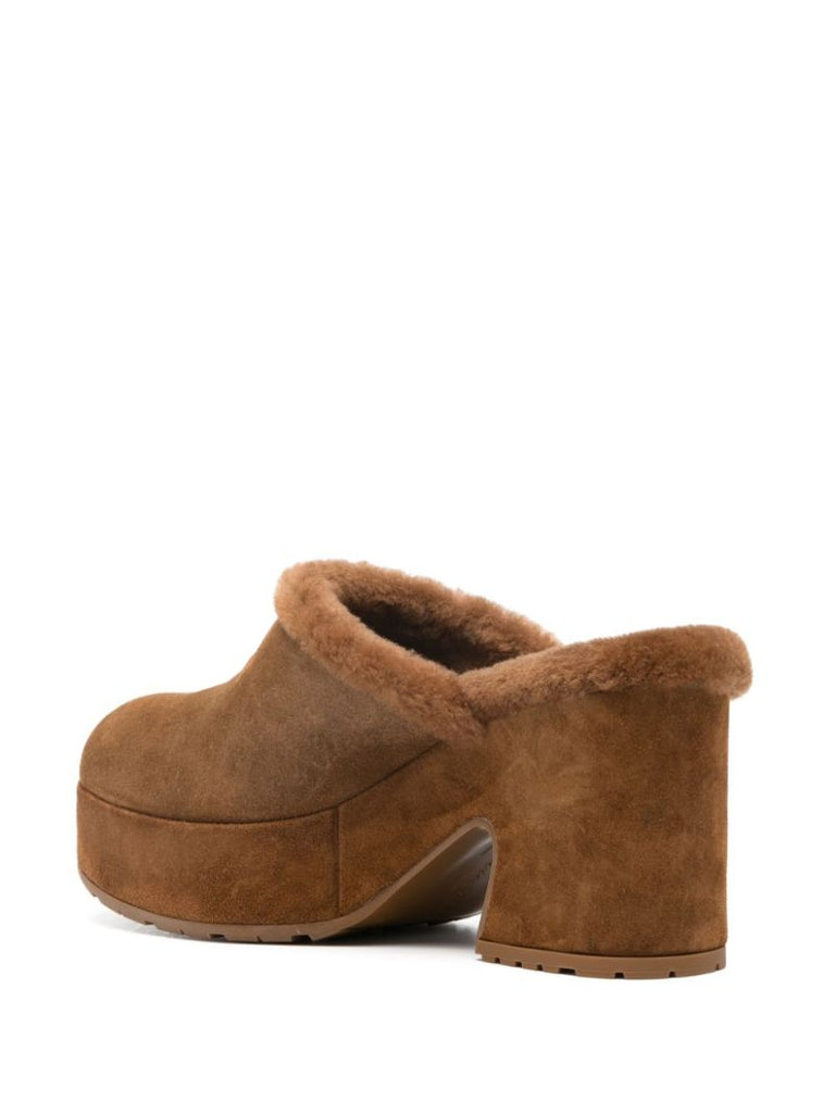 Brown 95mm Platform Suede Mules