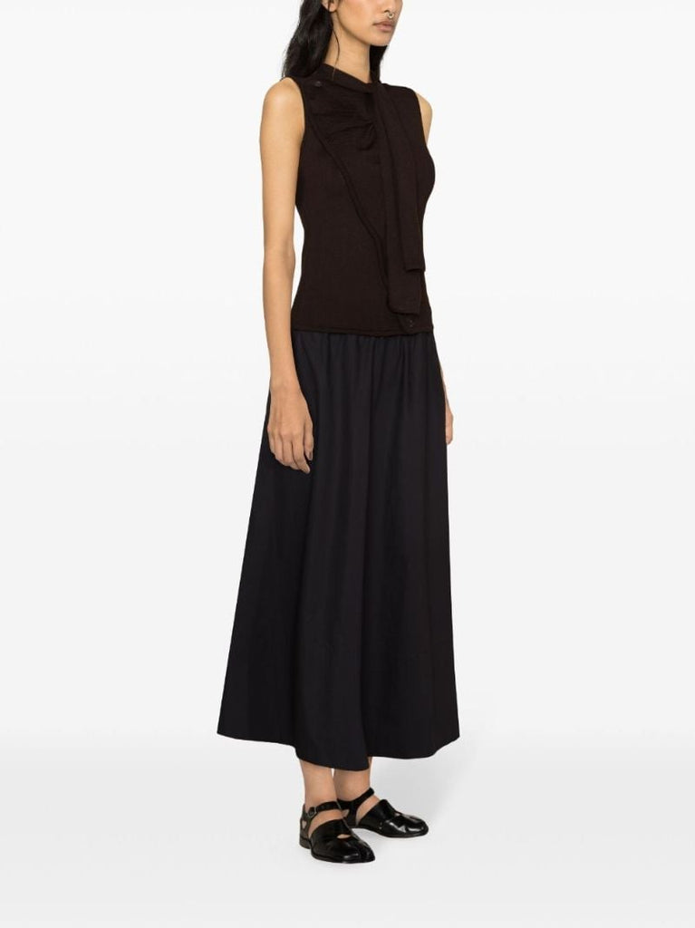 Brown Asymmetric Sleeveless Cardigan