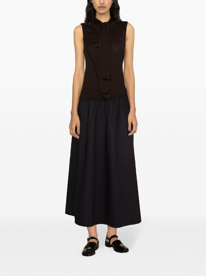 Brown Asymmetric Sleeveless Cardigan