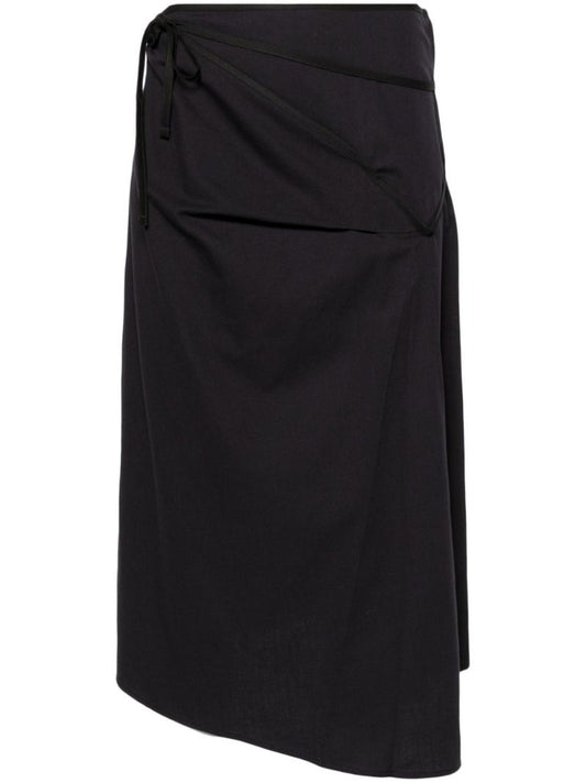 Blue Asymmetric Cotton Midi Skirt