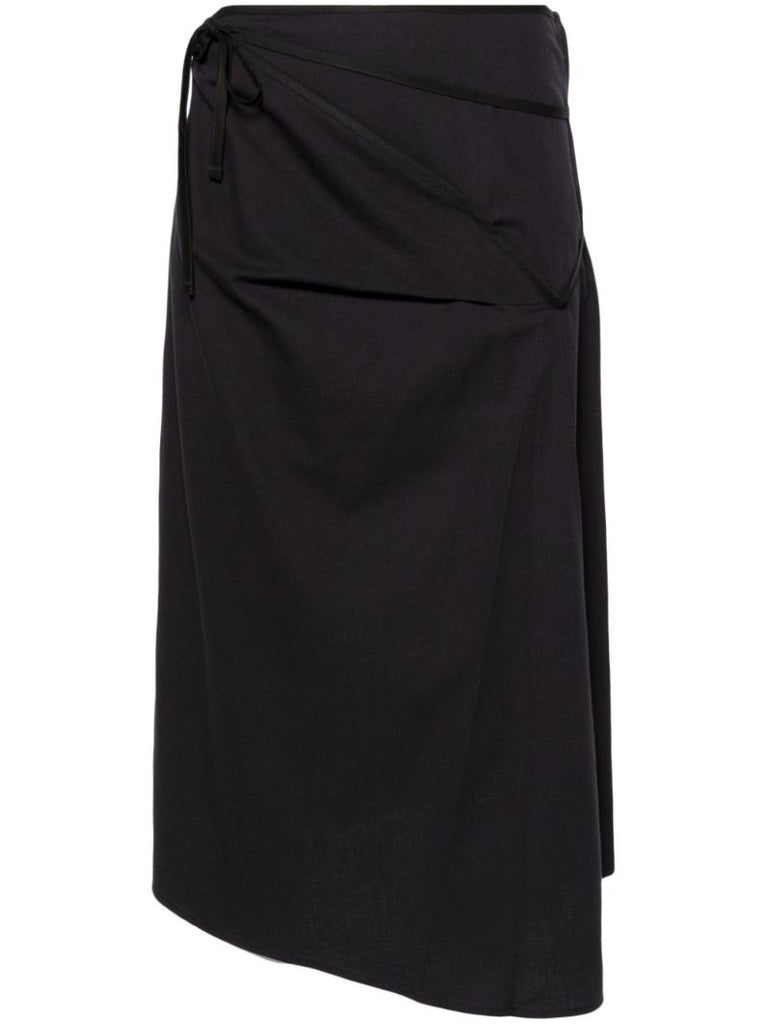 Blue Asymmetric Cotton Midi Skirt