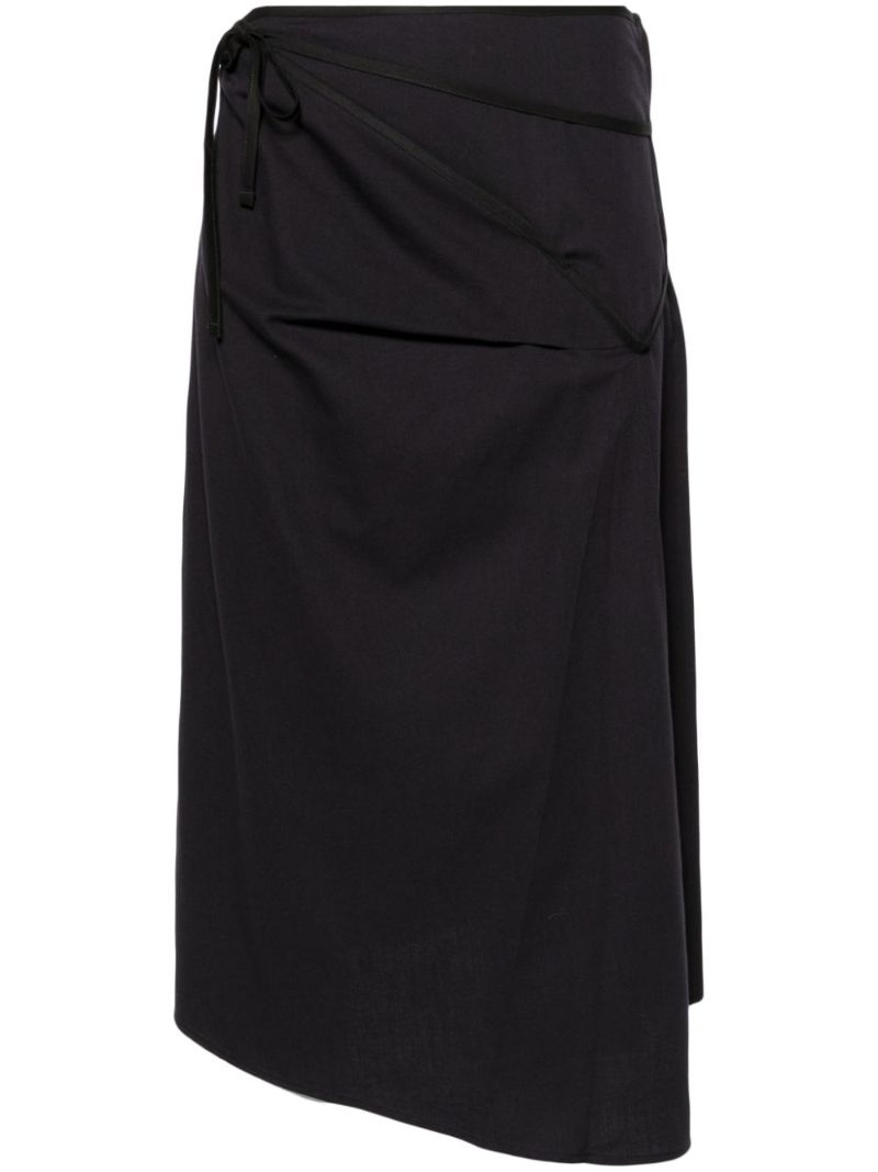 Blue Asymmetric Cotton Midi Skirt