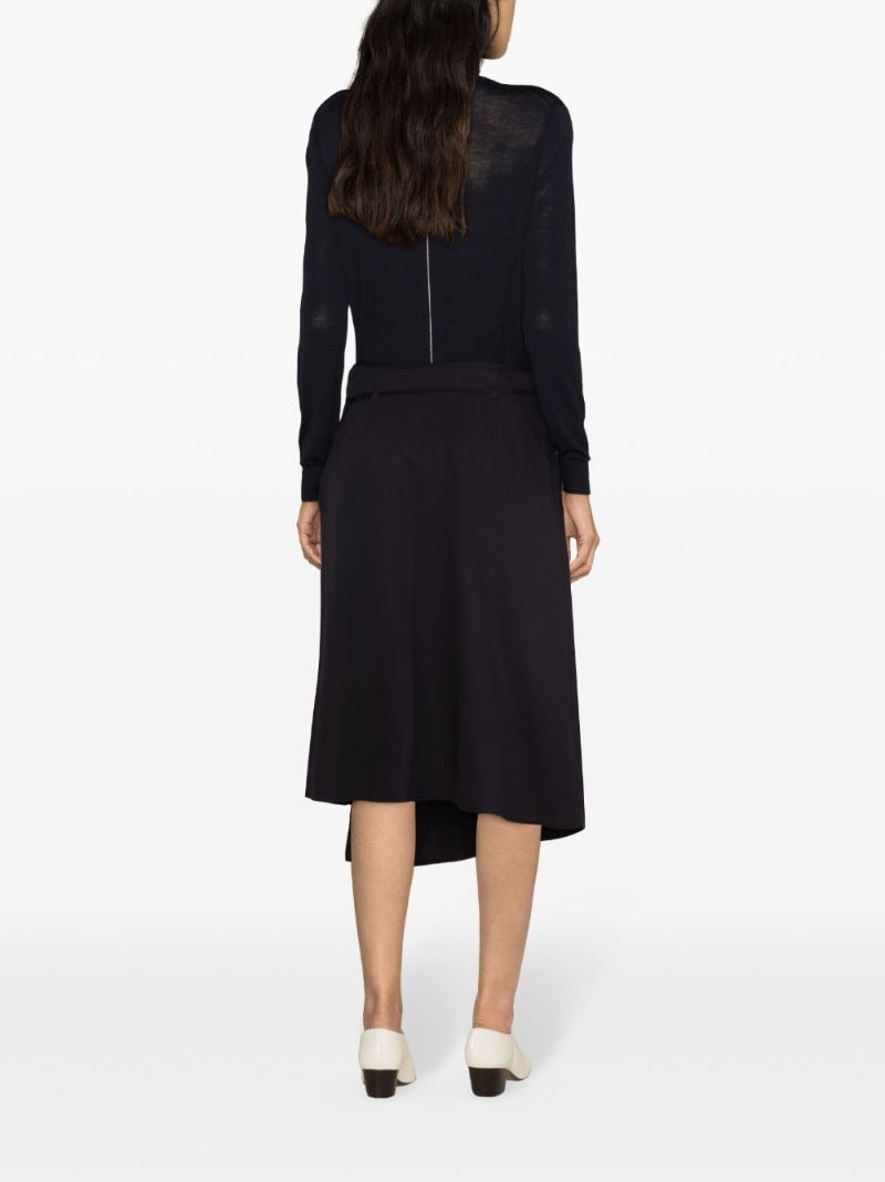 Blue Asymmetric Cotton Midi Skirt