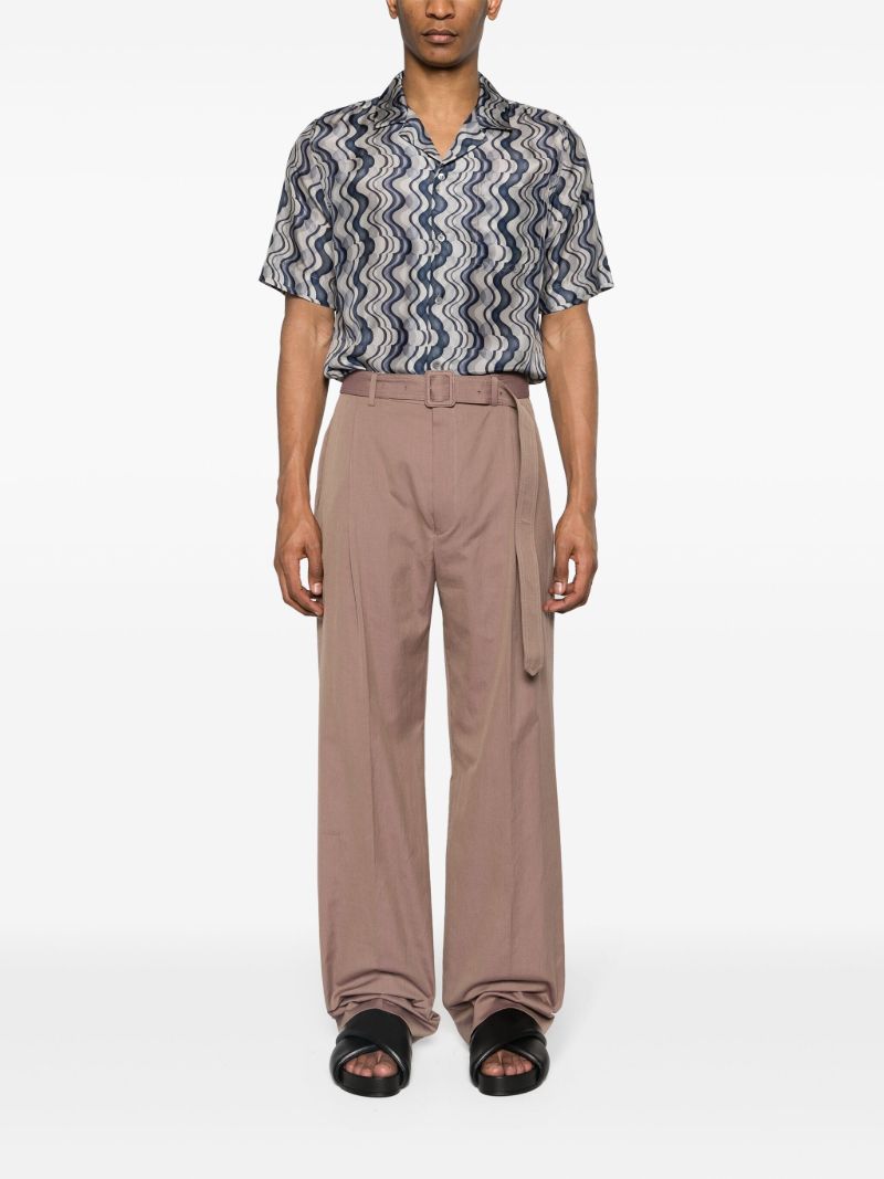 Grey Abstract Print Silk Shirt