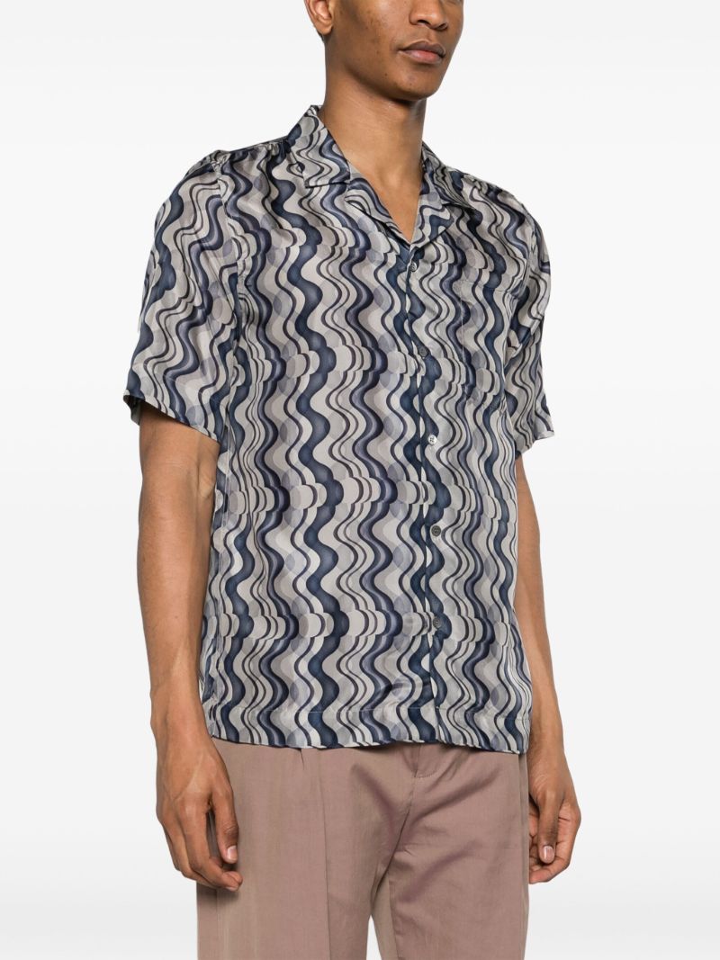 Grey Abstract Print Silk Shirt